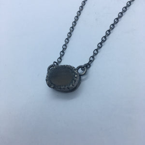 Gem and Black Chain Pendant Necklace