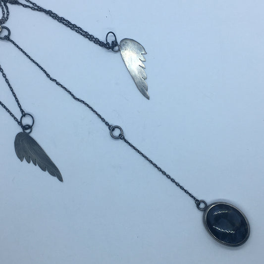 Blue Petersite Winged Pendant