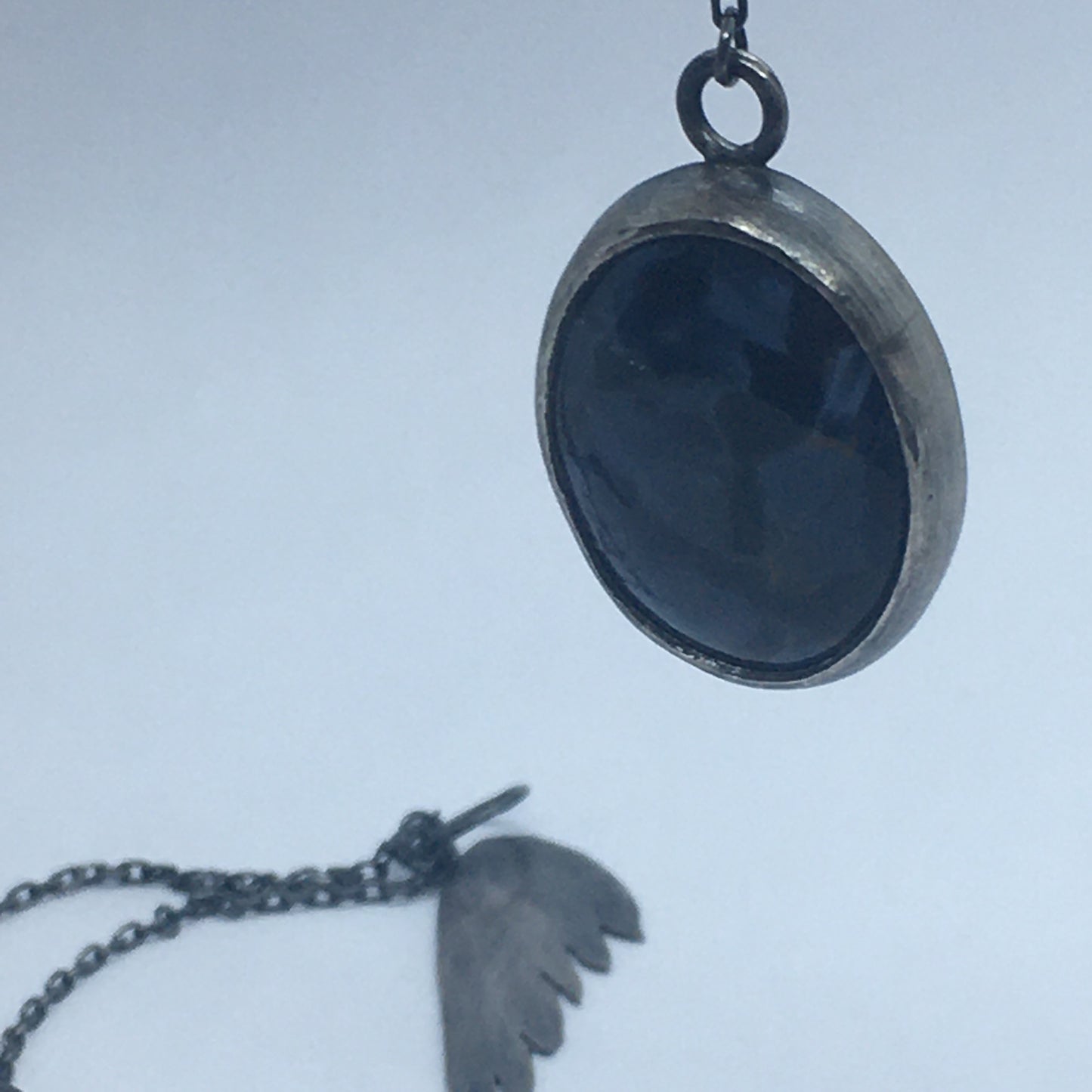 Blue Petersite Winged Pendant