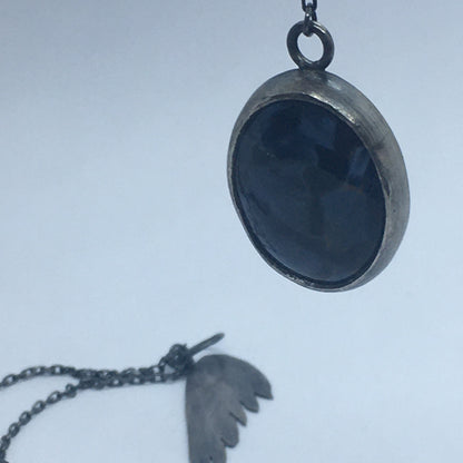Blue Petersite Winged Pendant