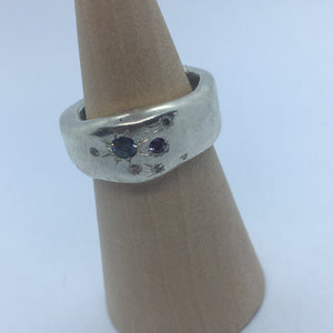 Silver and Lavender Sapphire Wood Cast Ring