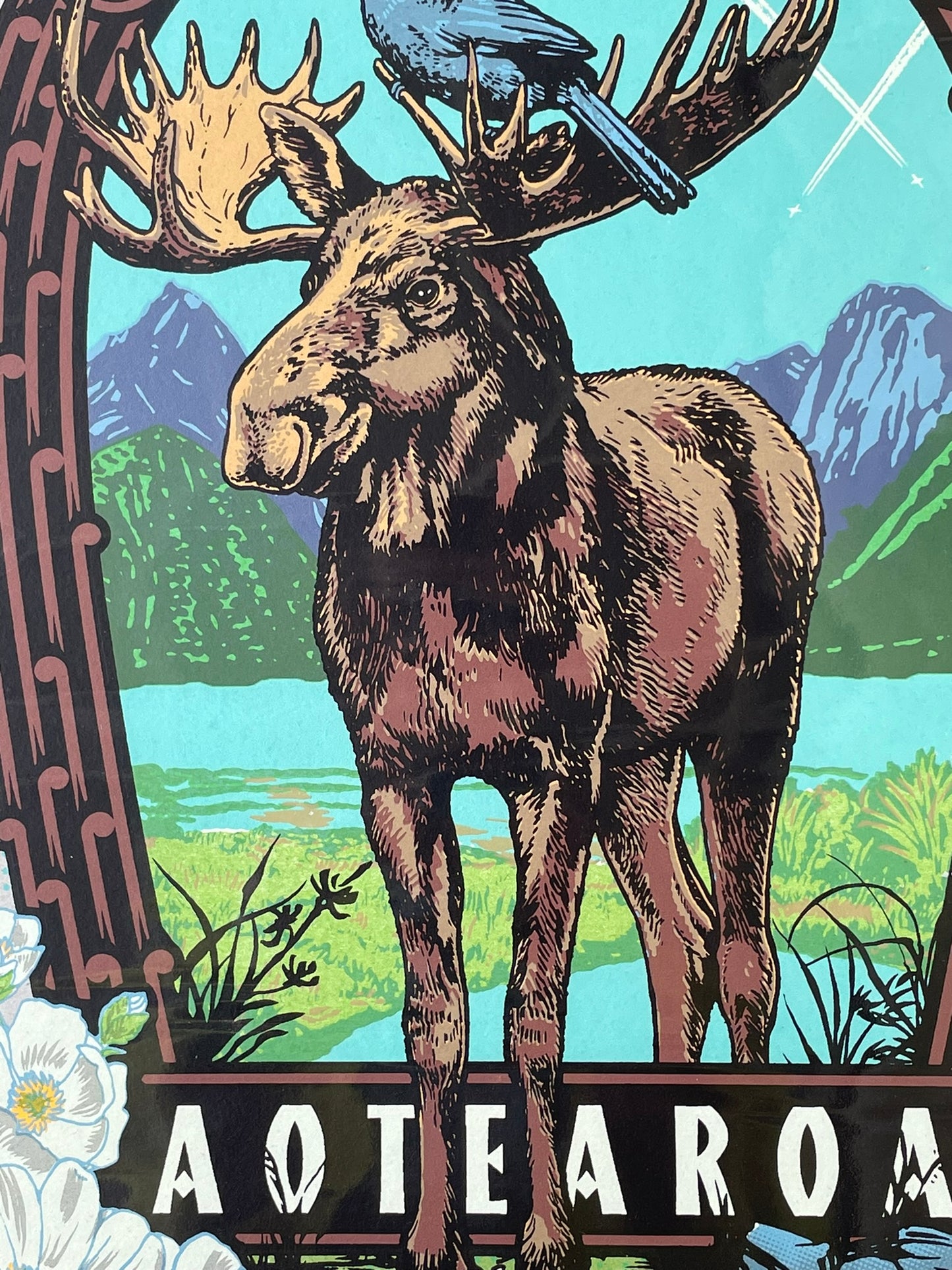 Enchanting Fiordland - Moose & South Island Kokako - Hand pulled Serigraph