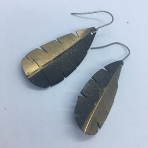 Black Gold Feather Earrings