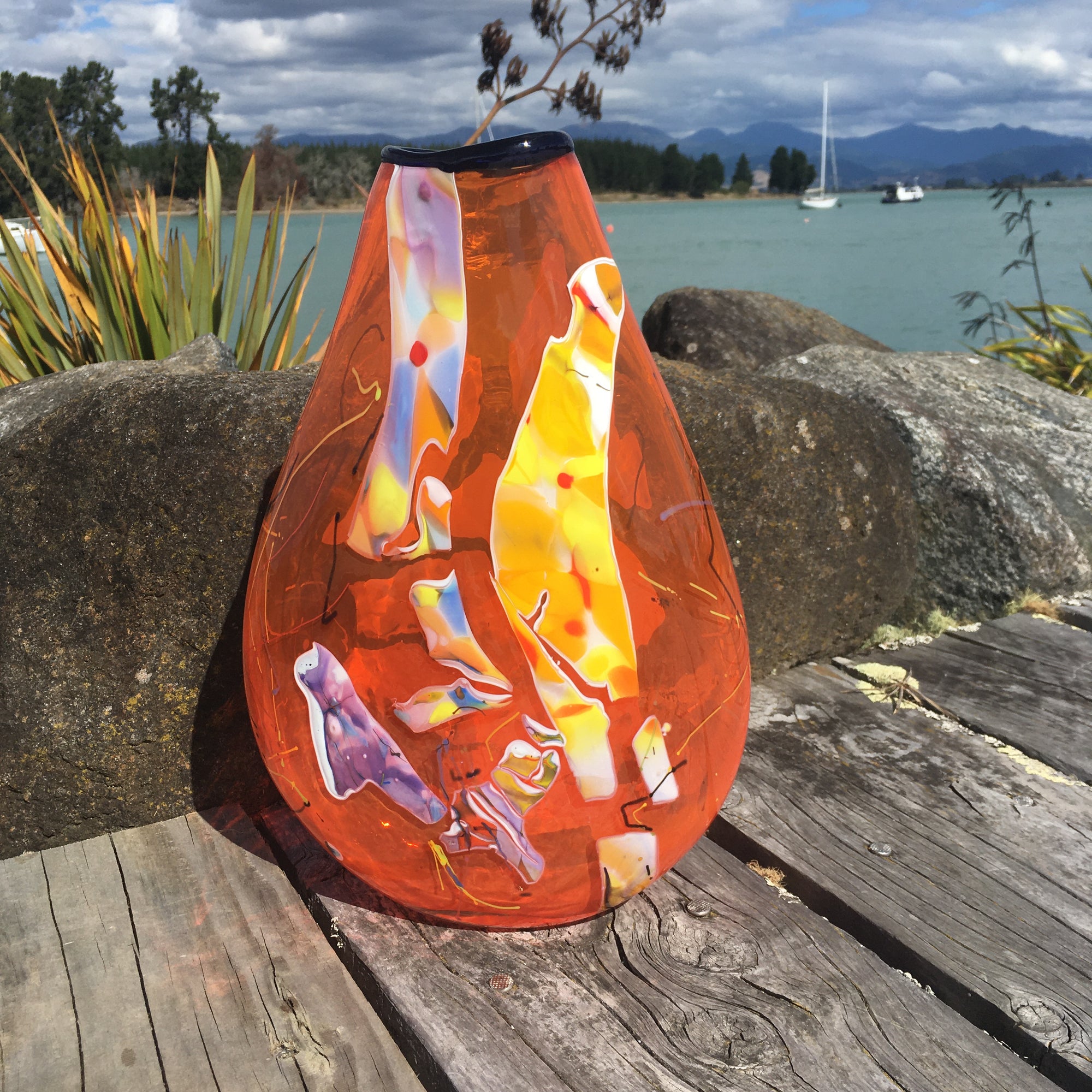Orange Shard Glass Vase
