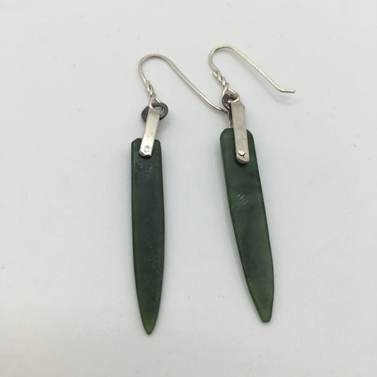 Recycled Silver and Pounamu Earrings