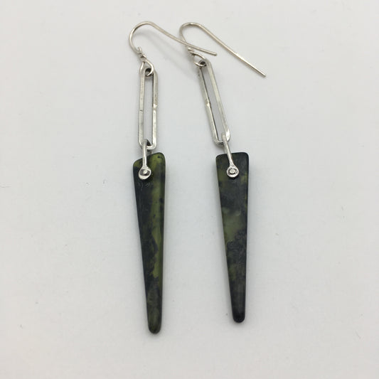 Recycled Silver and Pounamu Earrings