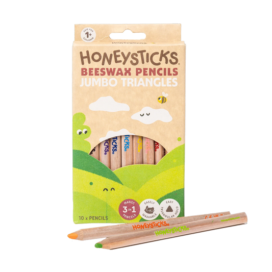 Honeysticks Magic 3-in-1 Beeswax Pencils Jumbo Triangles 10pk