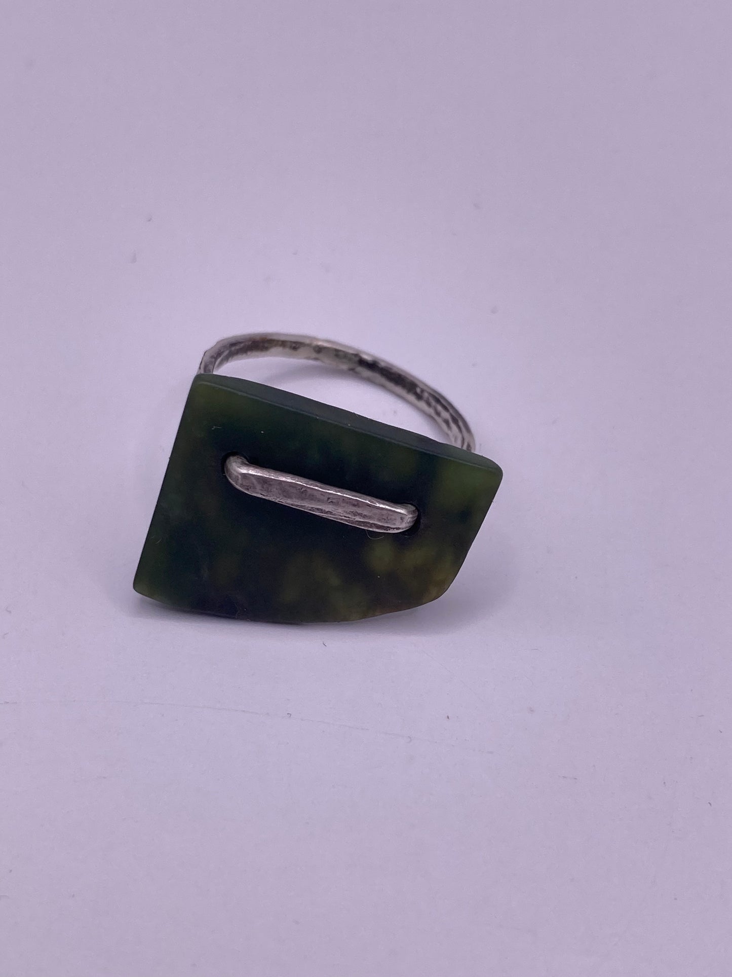Pounamu and Silver Loop Ring