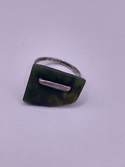 Pounamu and Silver Loop Ring