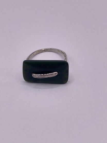 Pounamu and Silver Loop Ring