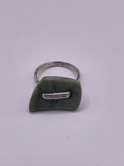 Pounamu and Silver Loop Ring