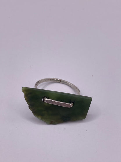 Pounamu and Silver Loop Ring