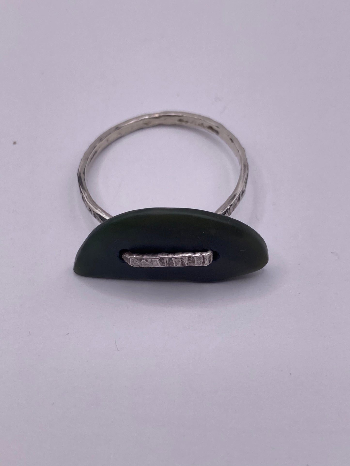 Pounamu and Silver Loop Ring