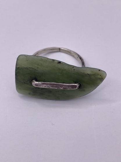 Pounamu and Silver Loop Ring
