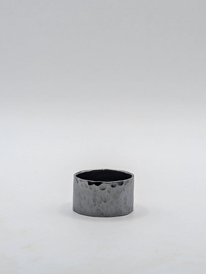 Sterling Silver Hammered Ring - Oxidized Mirror Finish