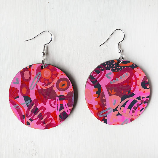 Raspberry Riot - Big Round Earrings