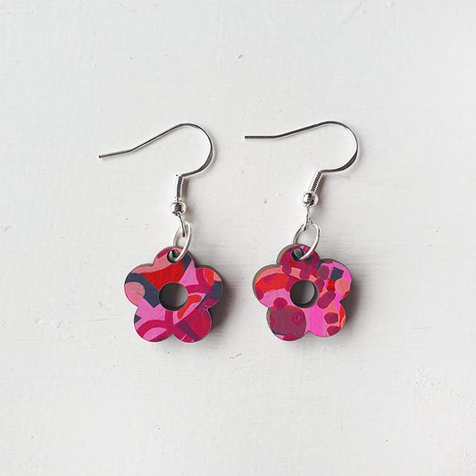 Raspberry Riot - Tiny Daisy Earrings