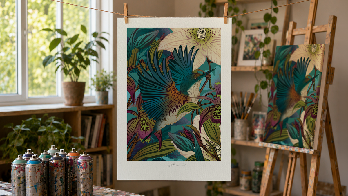 FLOX Kingfisher Flying Print
