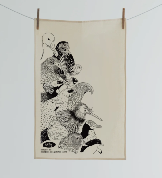 Birds Of Aotearoa Organic Tea Towel