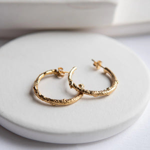 Briar Twig Gold Plated Hoop Earrings