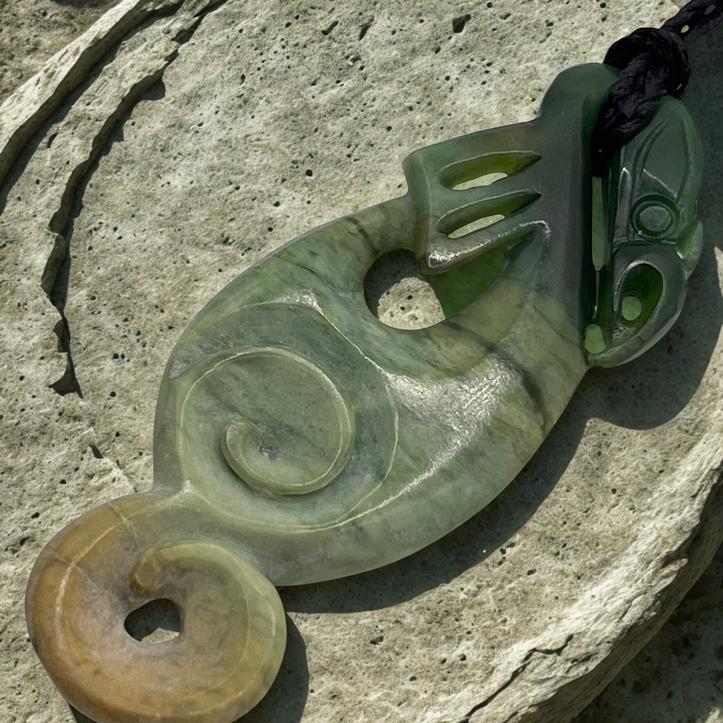 Flower Jade Manaia Pounamu Pendant