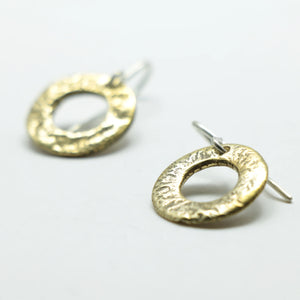 Reticulated Brass Pīrori (hoop) earrings