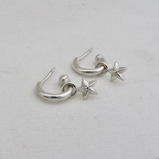 Star Baby Hoop Earrings - Silver