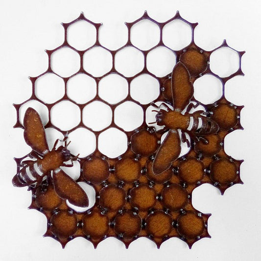 Recycled Steel Honeycomb with Two Bees