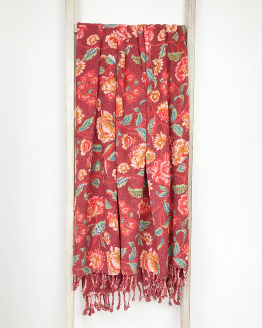 Lily Red Cotton Throw