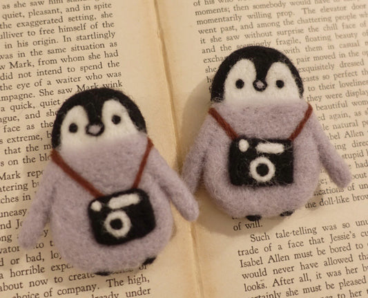 Grey Penguin Brooch