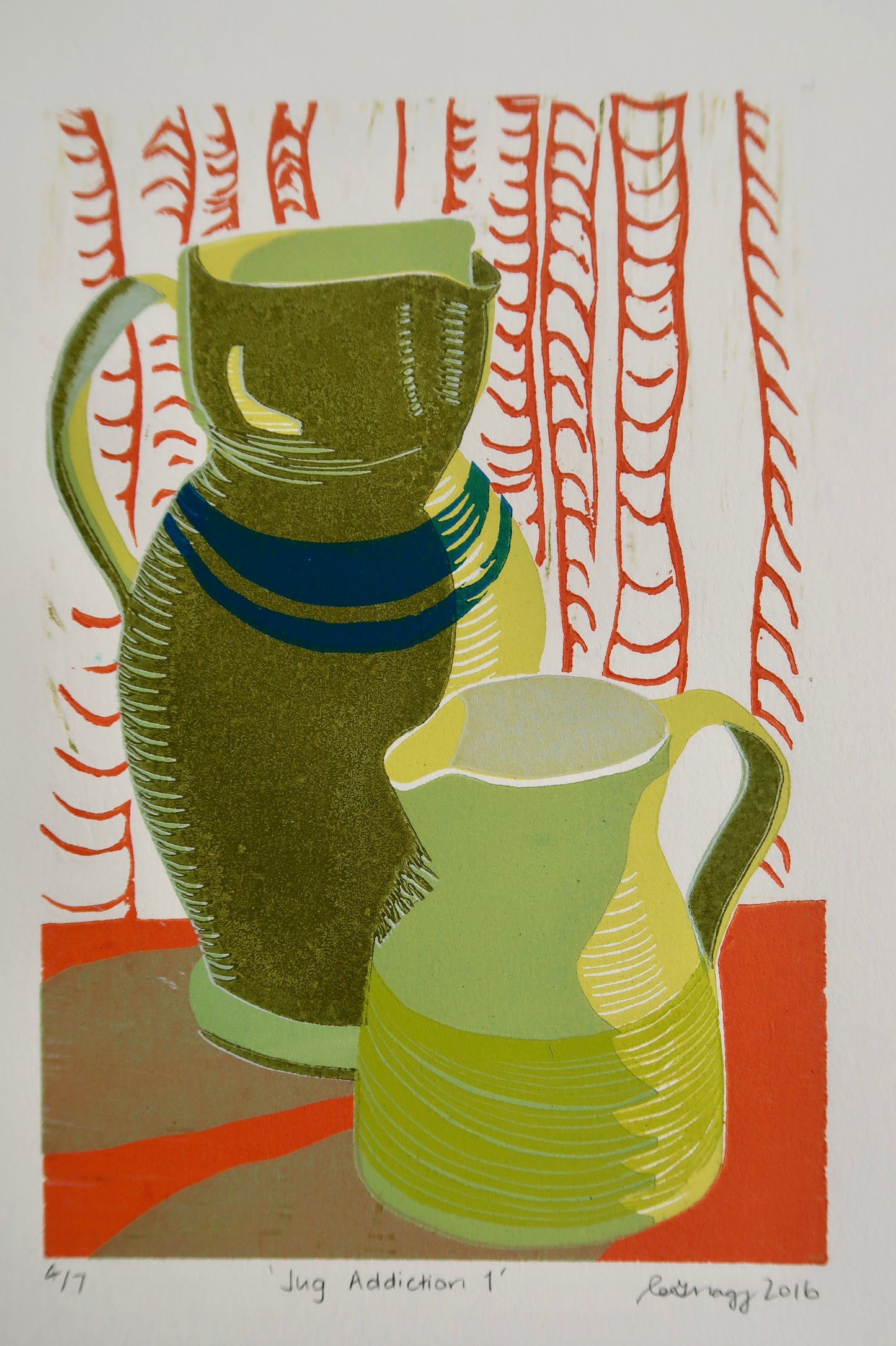 Jug Addiction 1 - Woodcut and Ink - Unframed