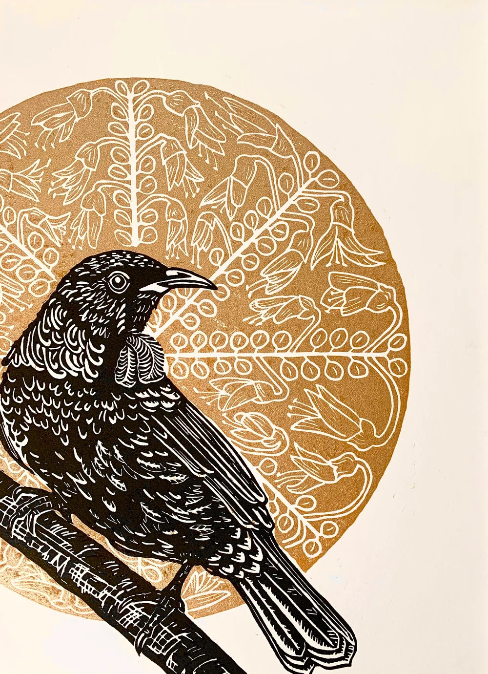 Majestic Tui - Linocut Print