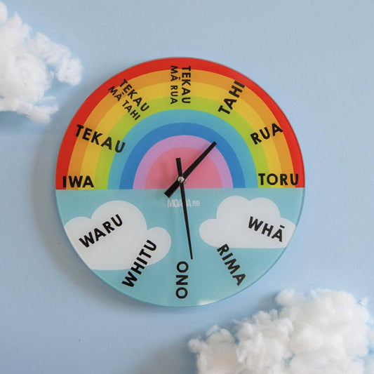 Te Reo Maori Clock - Rainbow