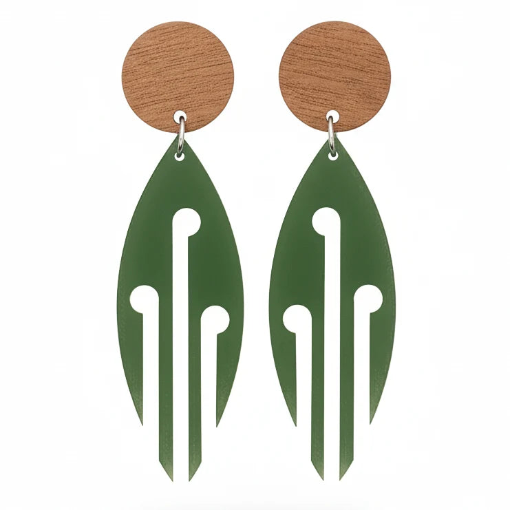 Ponga Round Wood Studs - Green