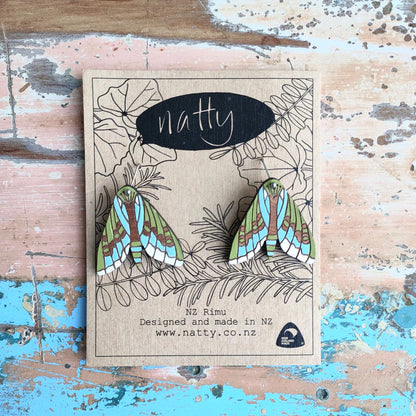 Rimu Puriri Moth Earrings