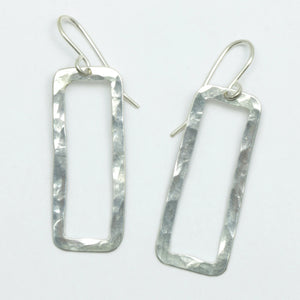 Silver Pīrori Rectangle Earrings