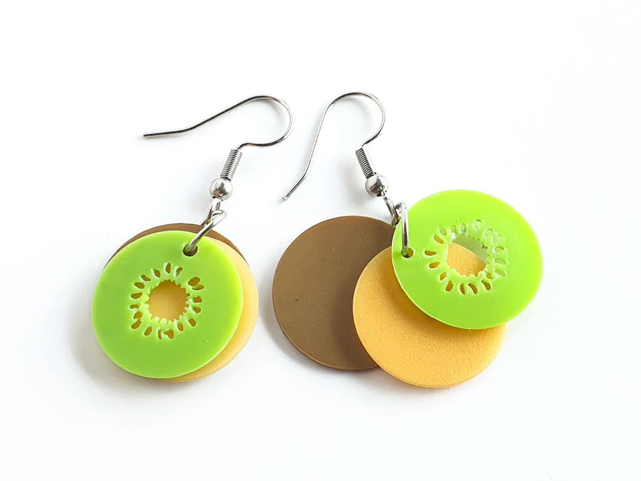 Kiwifruit Earrings | Repurposed Yoghurt Containers