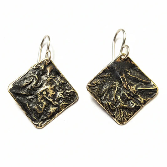 Reticulated Brass Diamond Papa Earrings