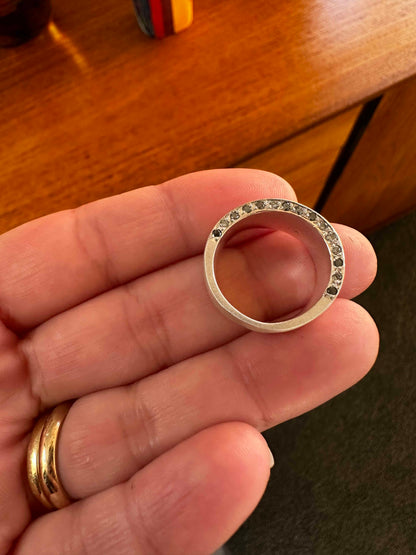 Sterling Silver Ring with Salt & Pepper Diamonds