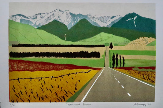 Westward Bound - Linocut