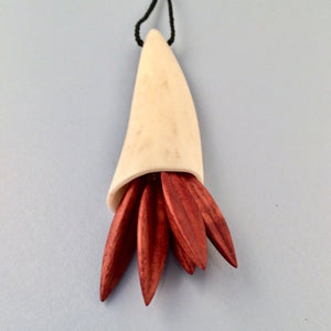 Antler and Red Gum Seedpod Necklace # 75