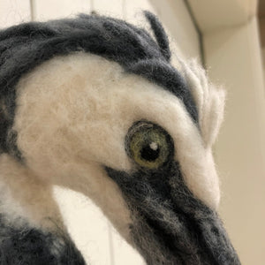 White Faced Heron - Needlefelted Sculpture