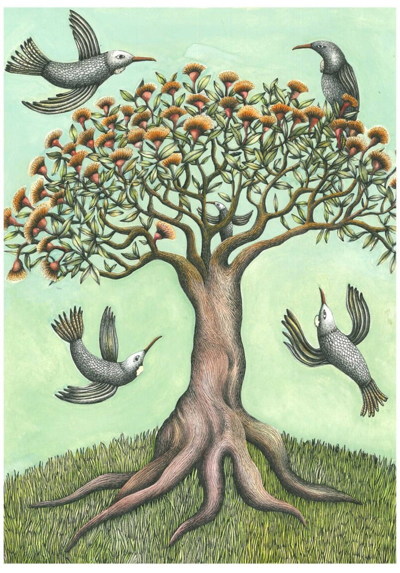Tuis in the Pohutukawa - Limited Edition Print
